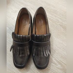 Gentle Souls Women's Ethan Pump Size 6.5 Metallic Brown Block Heel Kiltie Loafer